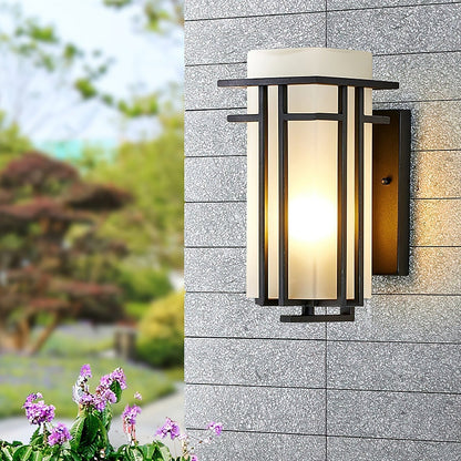 Retro Outdoor Wall Lantern Waterproof Iron Glass Light