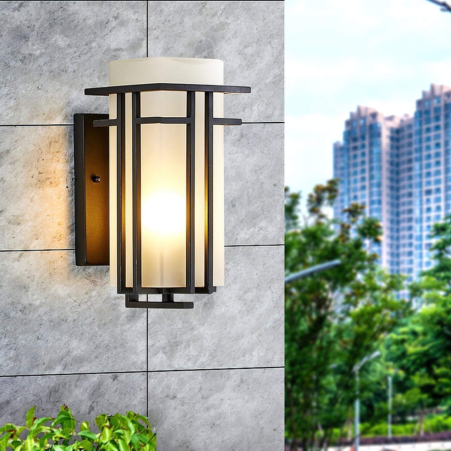 Retro Outdoor Wall Lantern Waterproof Iron Glass Light