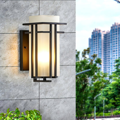 Retro Outdoor Wall Lantern Waterproof Iron Glass Light