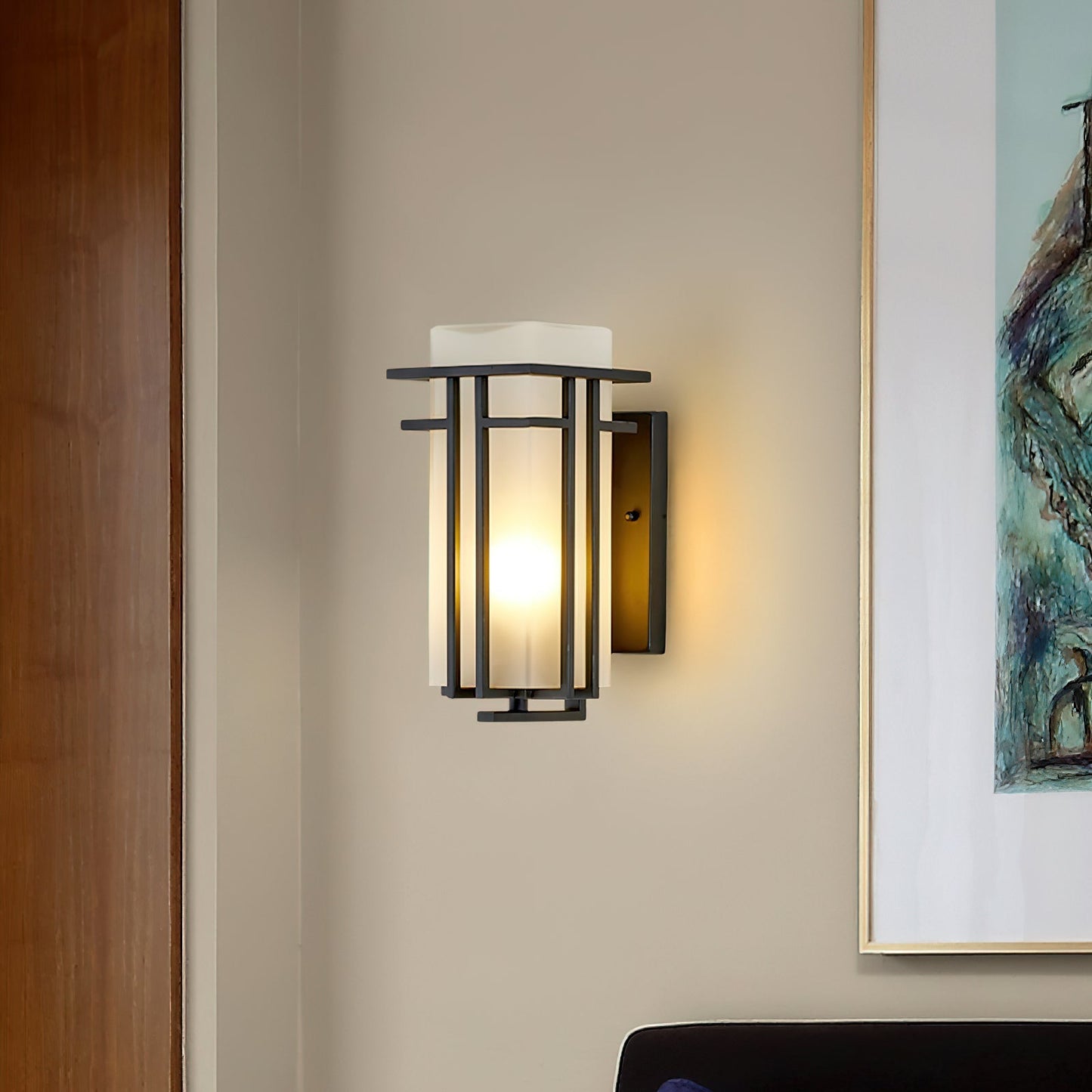 Retro Outdoor Wall Lantern Waterproof Iron Glass Light