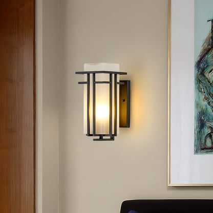 Retro Outdoor Wall Lantern Waterproof Iron Glass Light