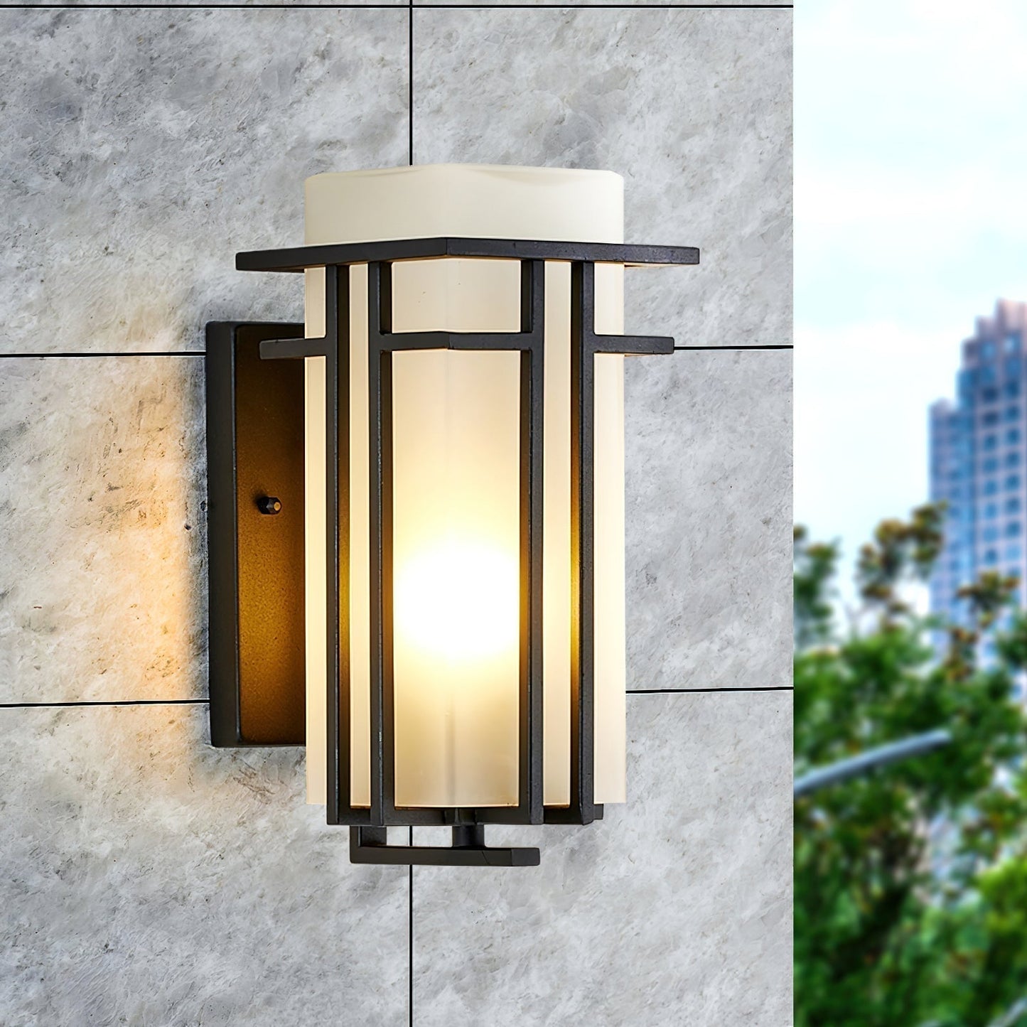Retro Outdoor Wall Lantern Waterproof Iron Glass Light