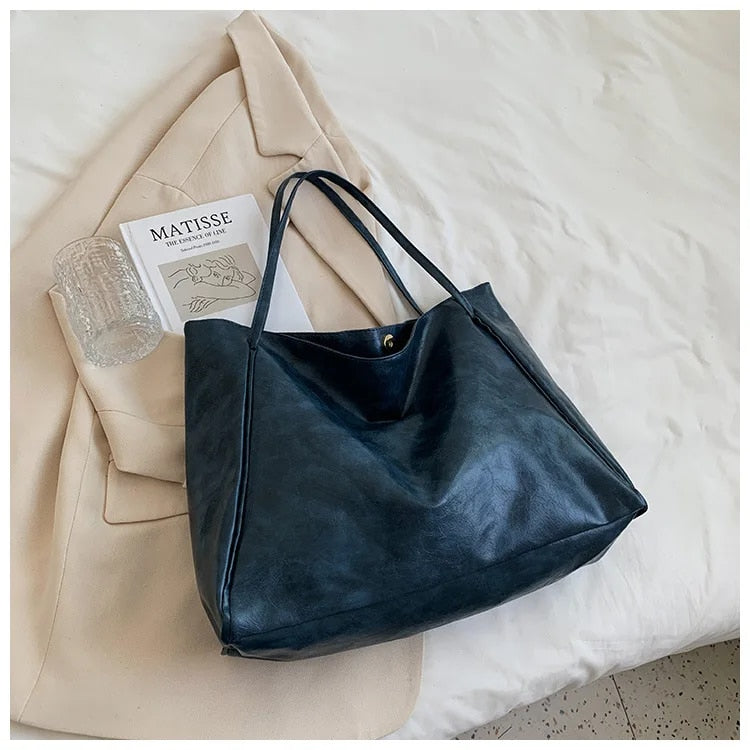 Retro PU Leather Shoulder Bag Womens Vintage Handbag