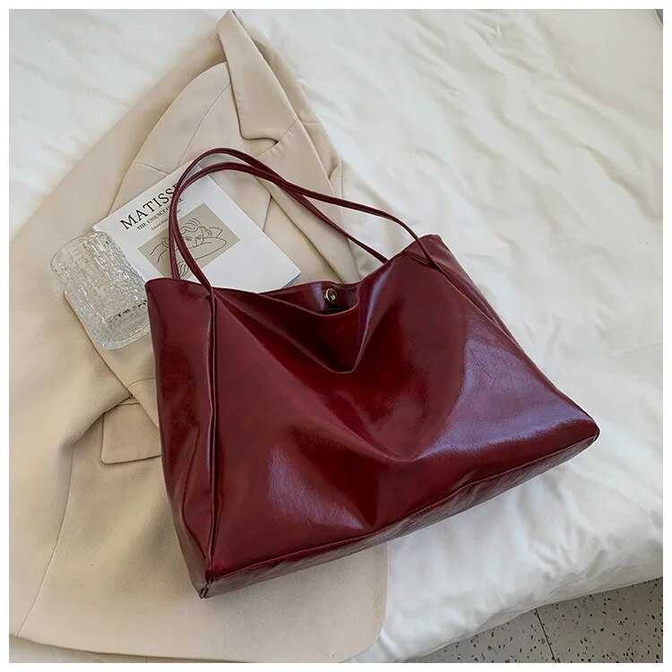 Retro PU Leather Shoulder Bag Womens Vintage Handbag