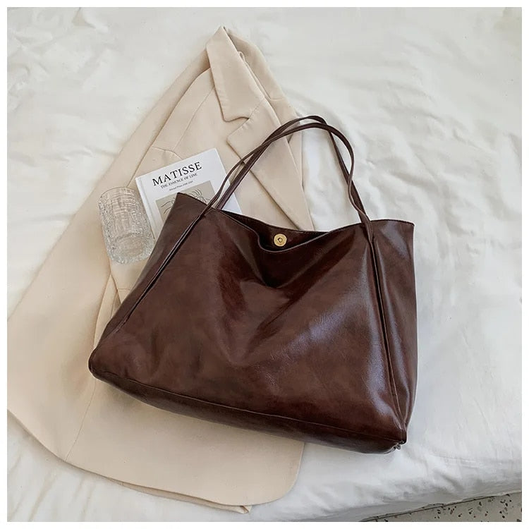 Retro PU Leather Shoulder Bag Womens Vintage Handbag
