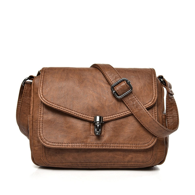 Retro Vegan Leather Crossbody Shoulder Bag