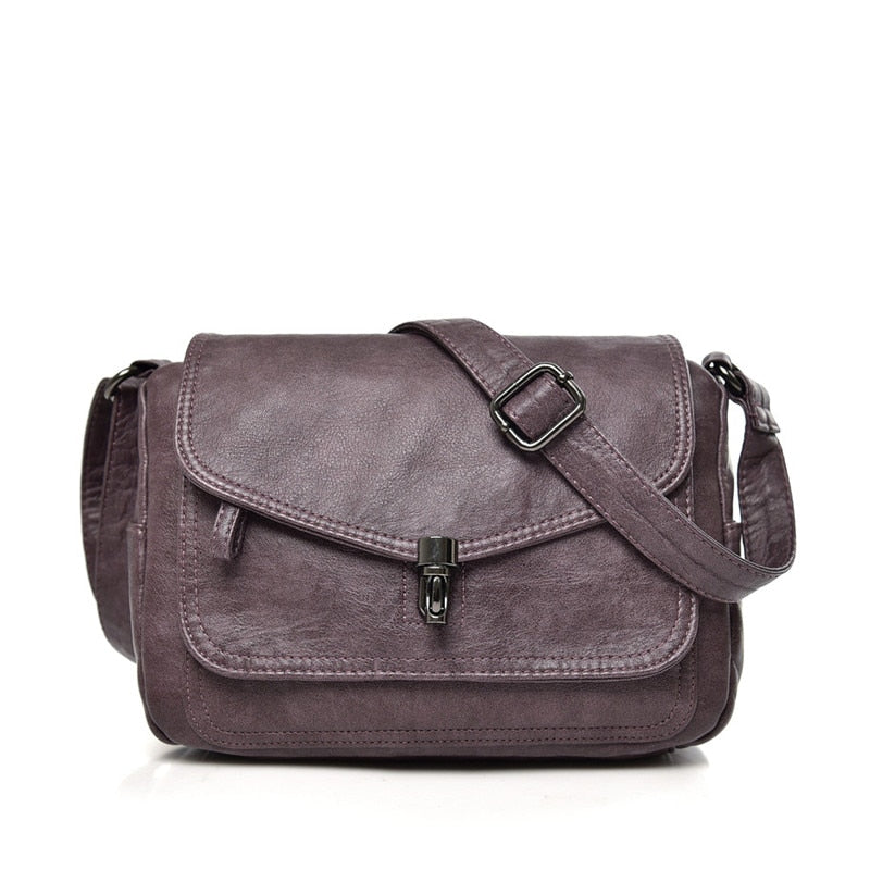 Retro Vegan Leather Crossbody Shoulder Bag