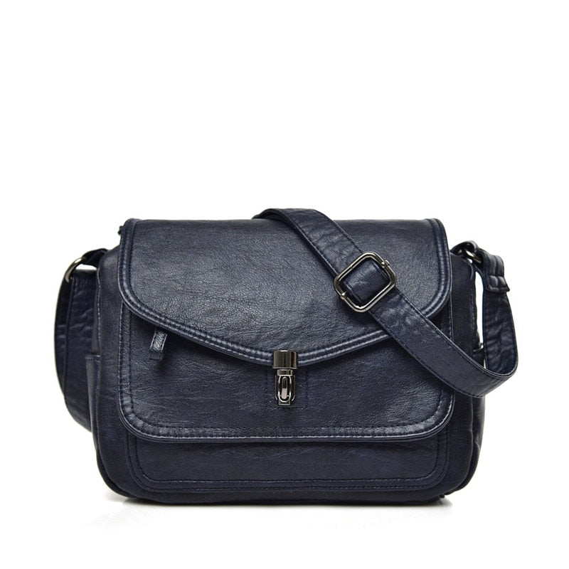 Retro Vegan Leather Crossbody Shoulder Bag