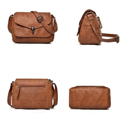 Retro Vegan Leather Crossbody Shoulder Bag