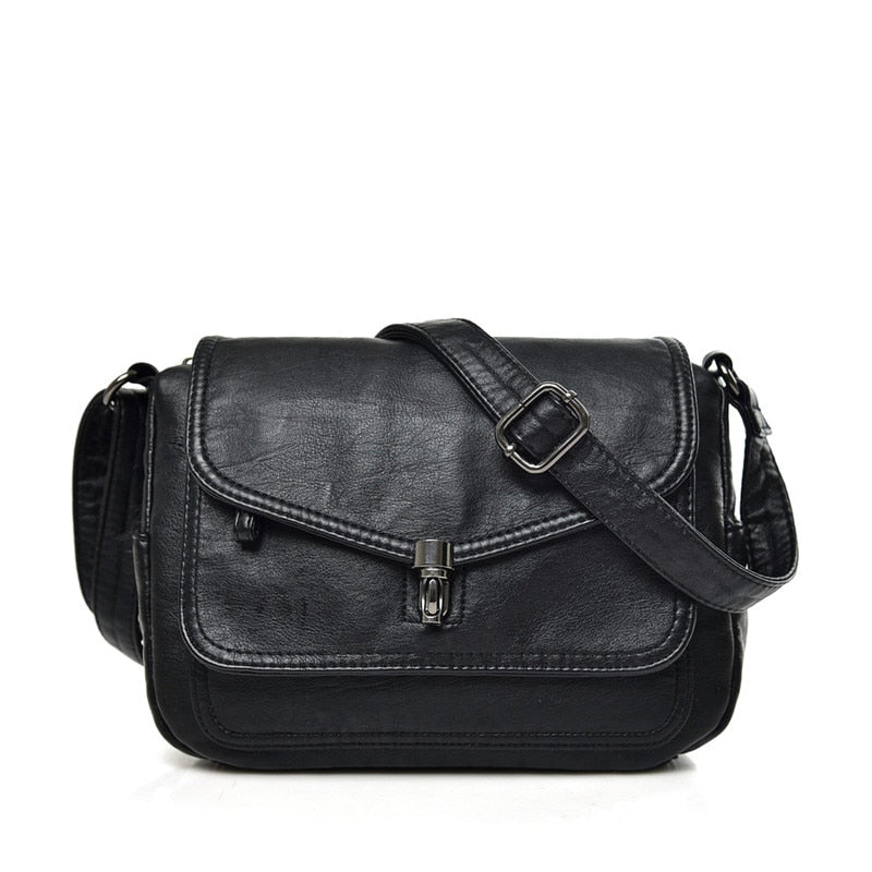 Retro Vegan Leather Crossbody Shoulder Bag