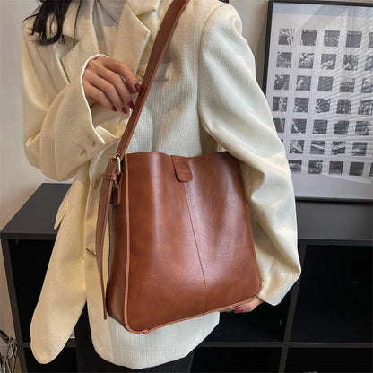 Retro Vegan Leather Tote Bag Set Large Shoulder Handbag