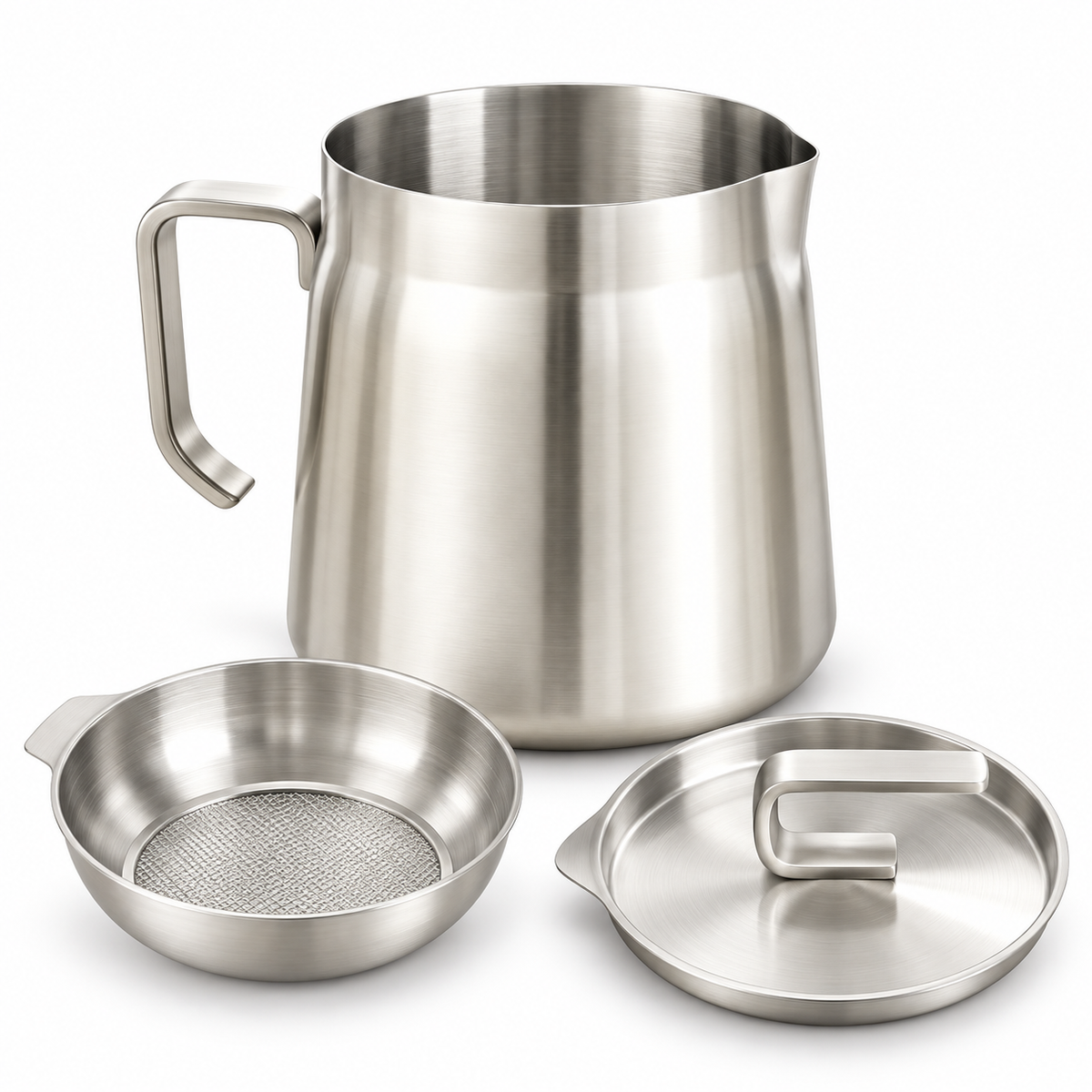 Reusable Stainless Steel Cooking Oil Strainer Pot with Integrated Filter