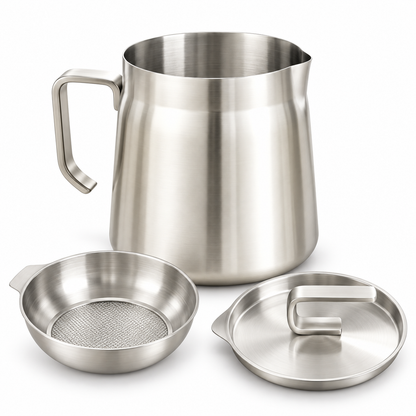 Reusable Stainless Steel Cooking Oil Strainer Pot with Integrated Filter
