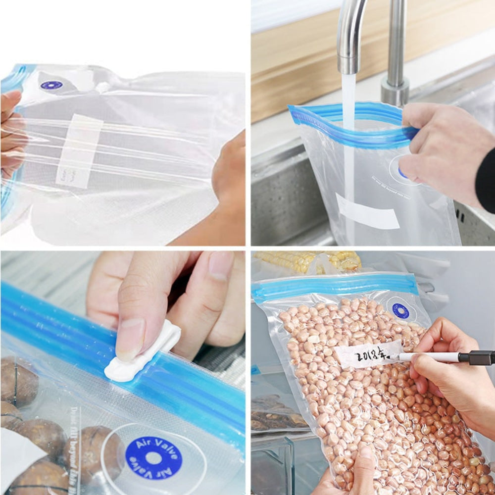 Reusable Vacuum Seal Food Storage Bags Freezer Meal Prep Organizer