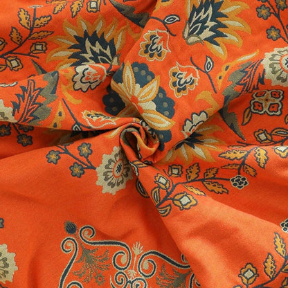 Reversible Cotton Gauze Throw Blanket with Floral Pattern and Fringe