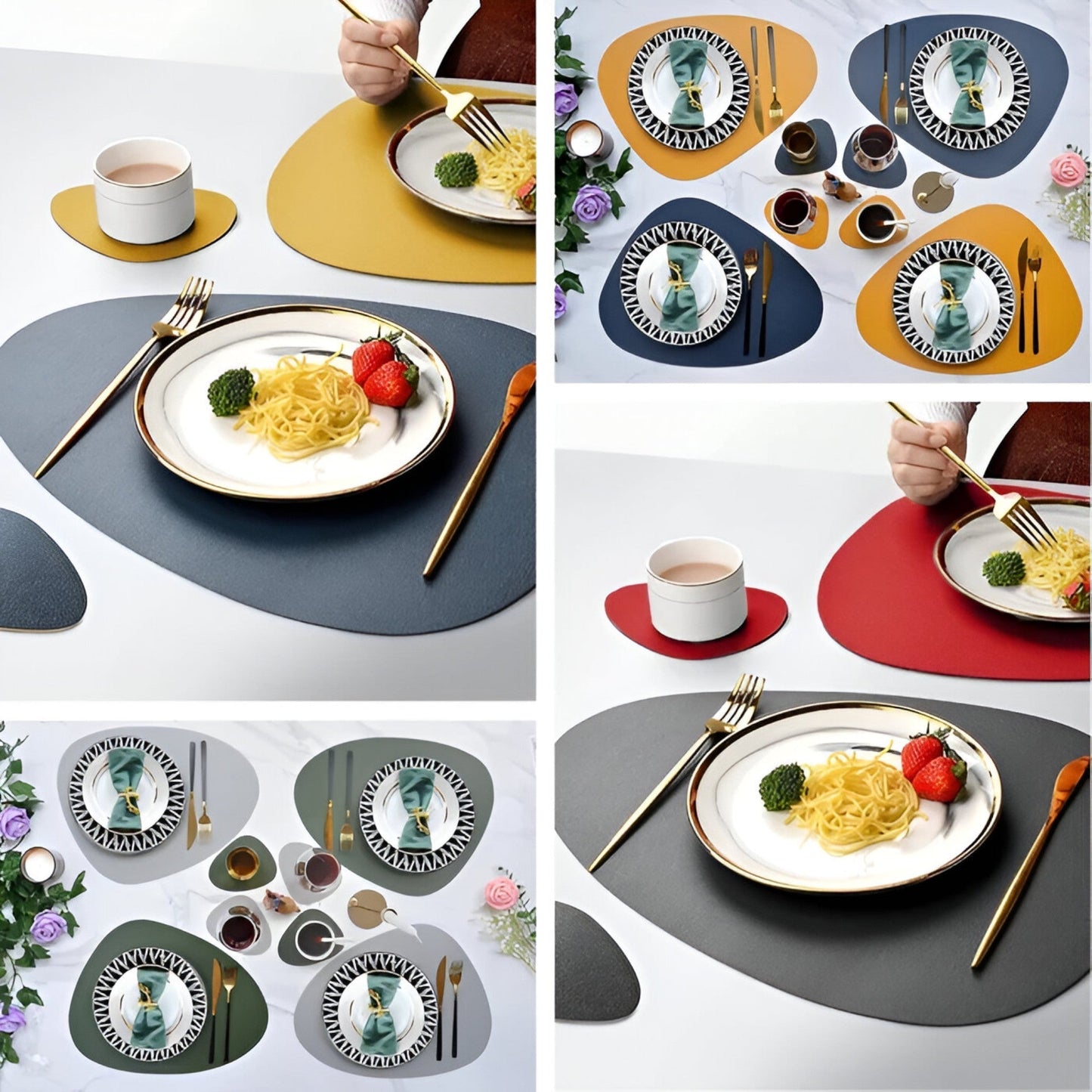 Reversible Heat Resistant Placemats and Coaster Set