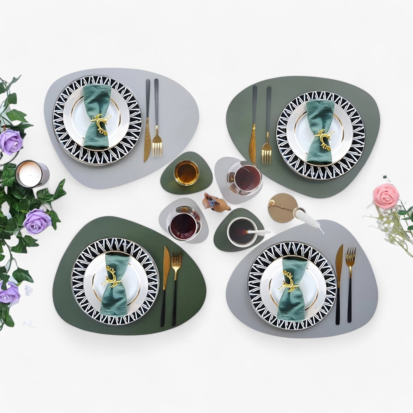 Reversible Heat Resistant Placemats and Coaster Set