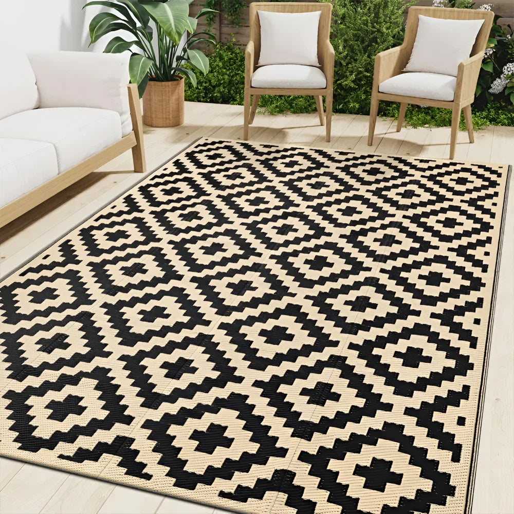 Reversible Outdoor Rug UV Resistant Patio Balcony Camping Mat