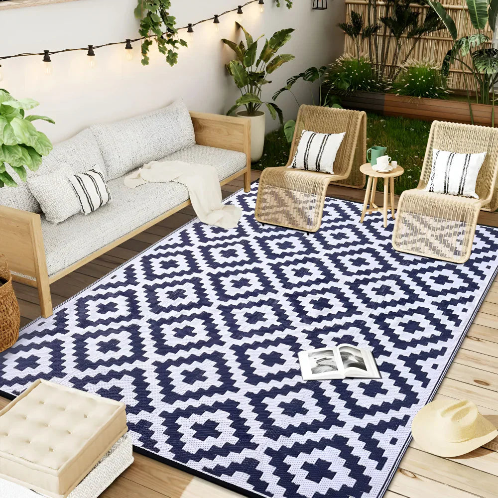 Reversible Outdoor Rug UV Resistant Patio Balcony Camping Mat