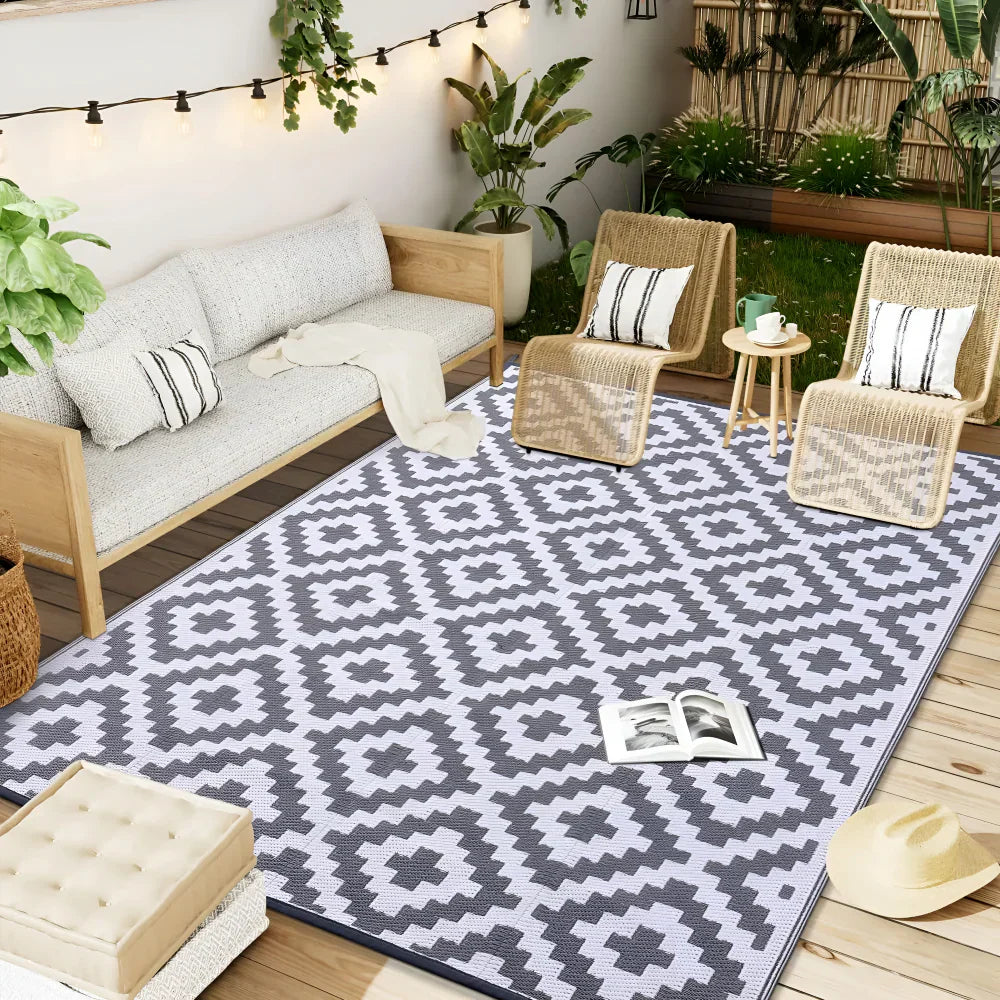 Reversible Outdoor Rug UV Resistant Patio Balcony Camping Mat