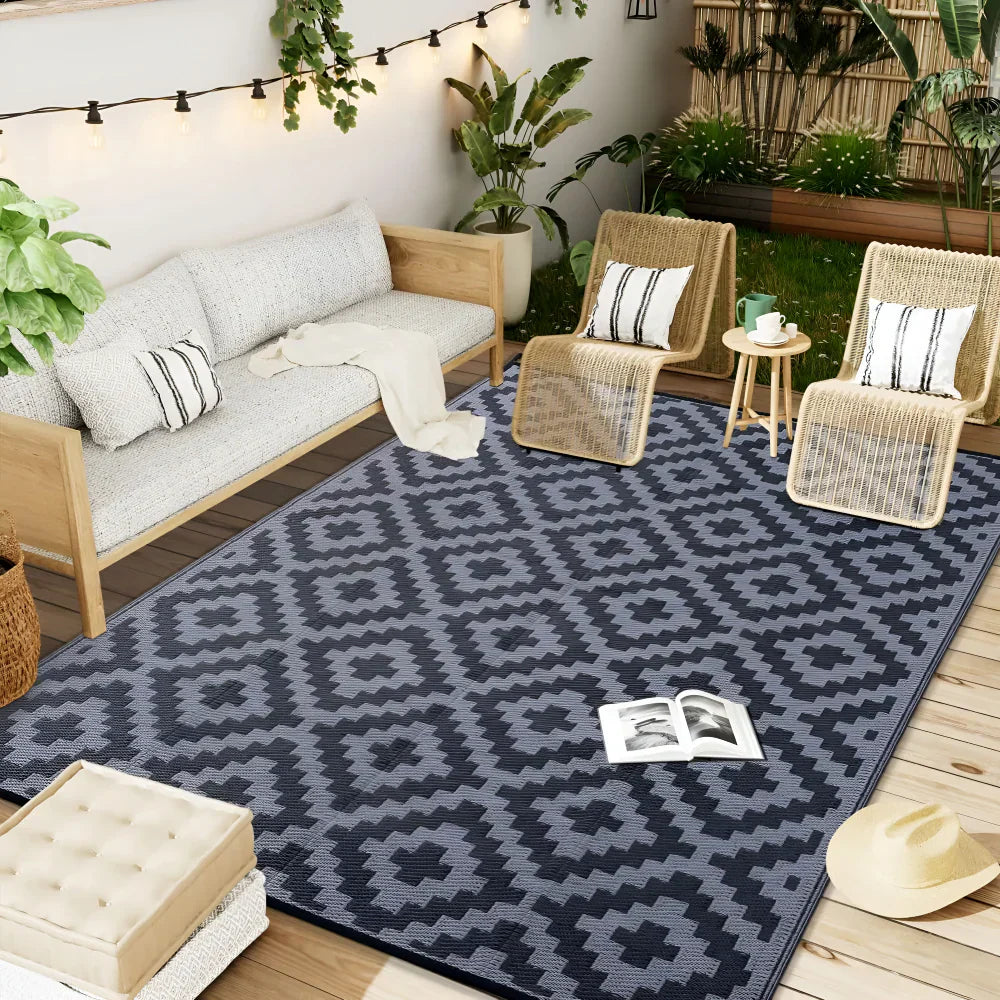 Reversible Outdoor Rug UV Resistant Patio Balcony Camping Mat