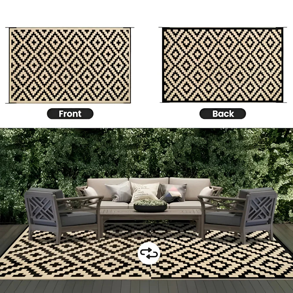 Reversible Outdoor Rug UV Resistant Patio Balcony Camping Mat