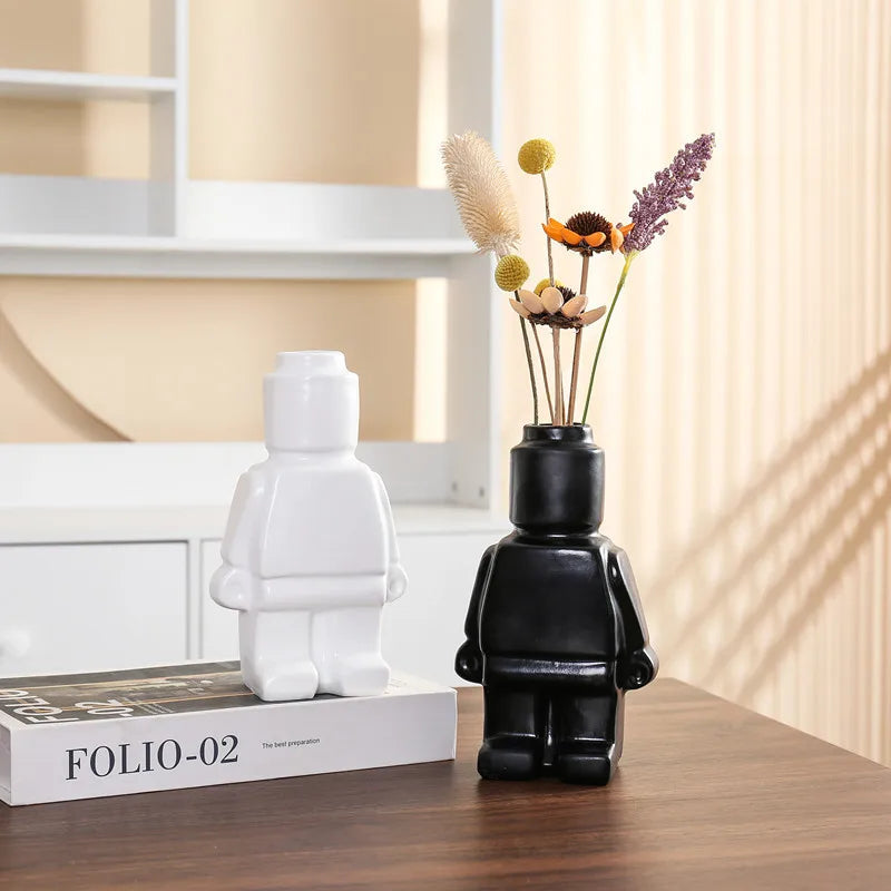 Robot Vase Creative Ceramic Flower Vase Modern Home Decor