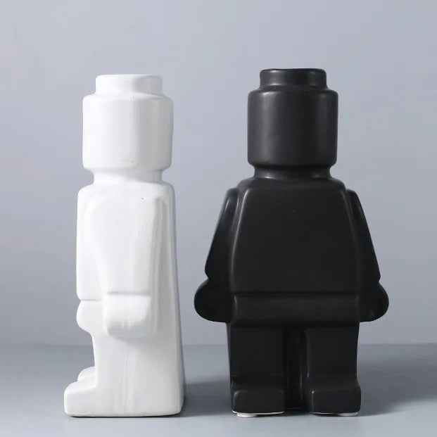 Robot Vase Creative Ceramic Flower Vase Modern Home Decor