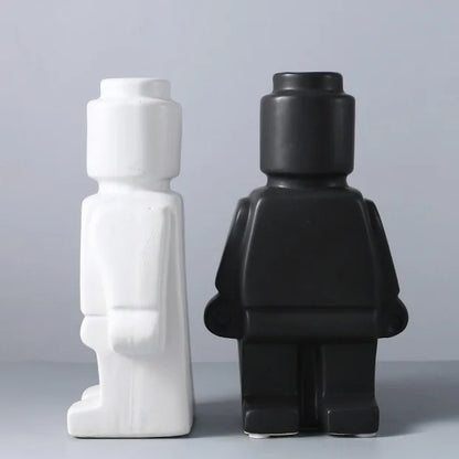 Robot Vase Creative Ceramic Flower Vase Modern Home Decor