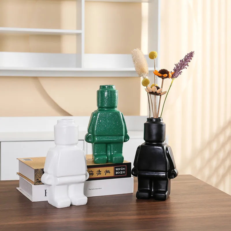 Robot Vase Creative Ceramic Flower Vase Modern Home Decor