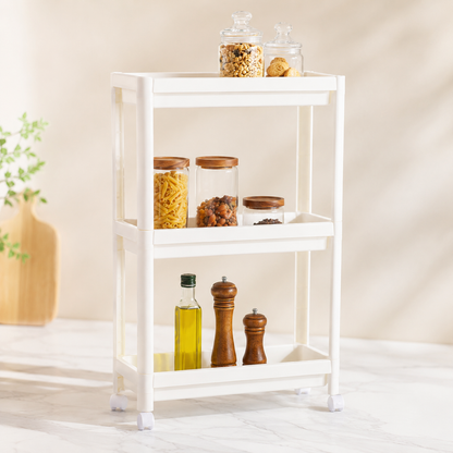 Rolling Kitchen Storage Rack with 3-Tier Slim Space-Saving Design