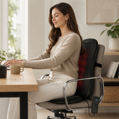 Rolling Massage Seat Cushion with Vibrating Massage, Heat and 3 Intensity Levels