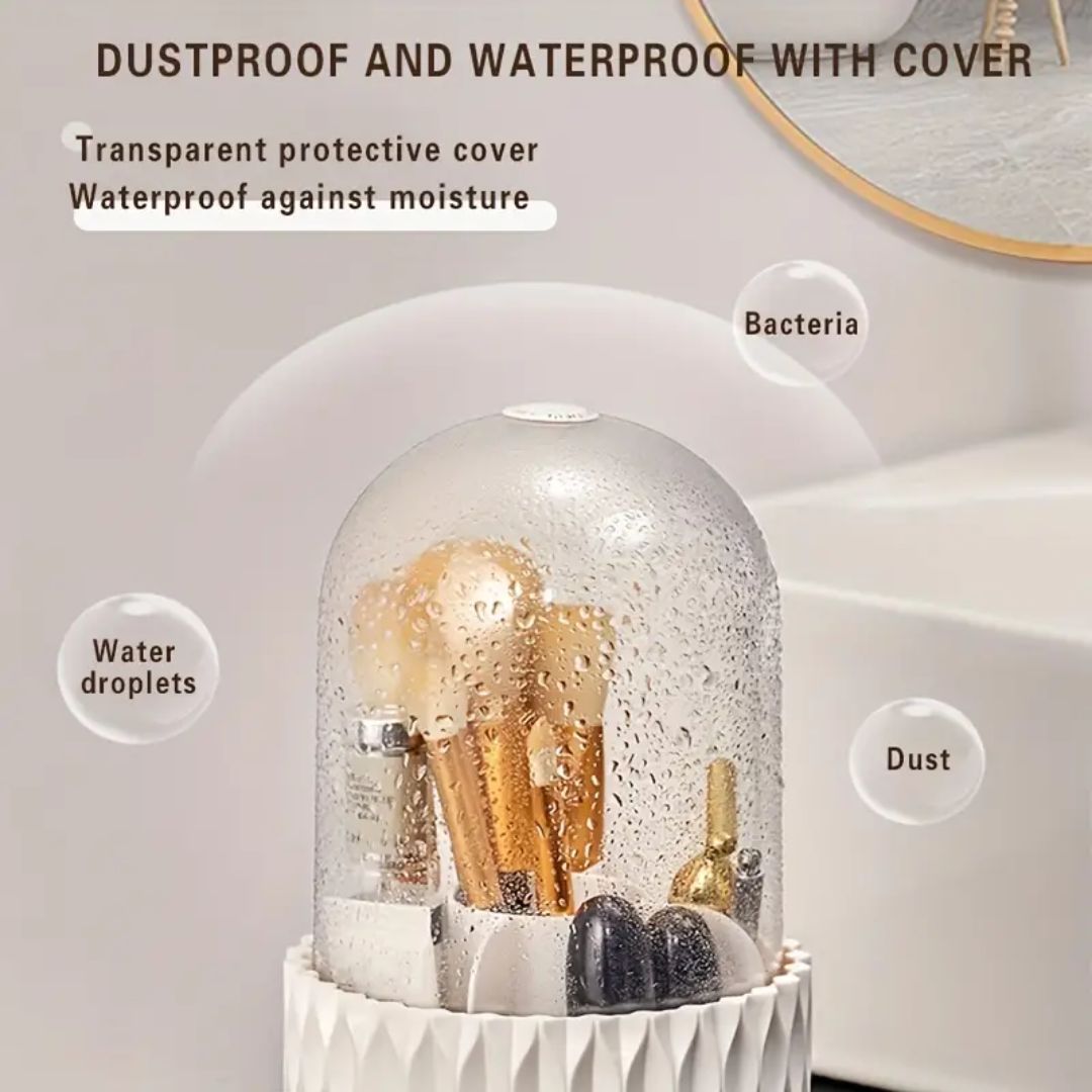 Rotating Cosmetic Organizer with Transparent Cover Compact 360° Make-Up Storage