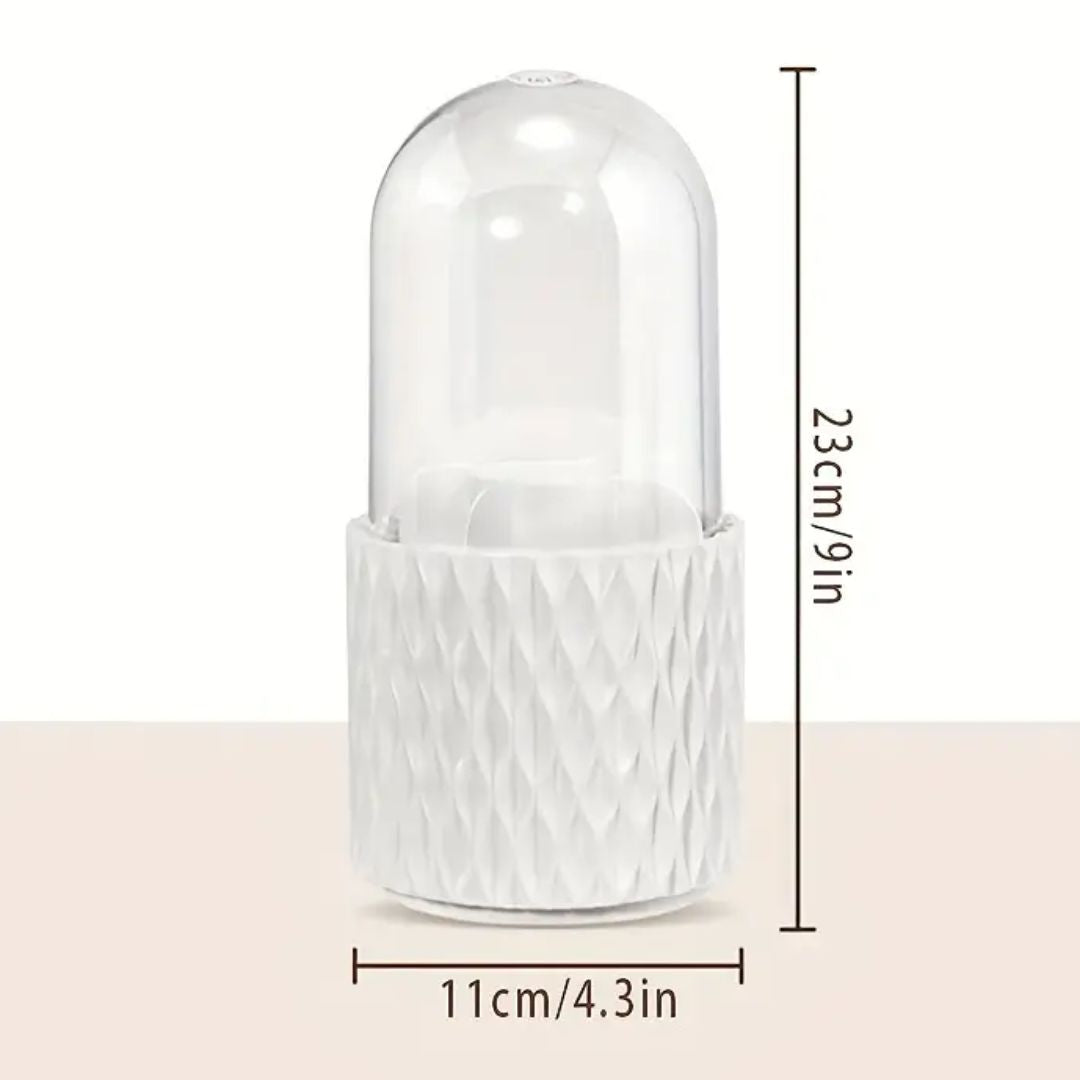 Rotating Cosmetic Organizer with Transparent Cover Compact 360° Make-Up Storage