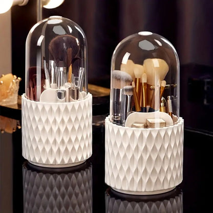 Rotating Cosmetic Organizer with Transparent Cover Compact 360° Make-Up Storage