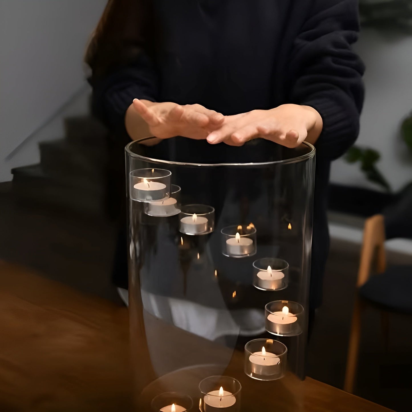 Rotating Glass Candle Holder European Style Table Decor
