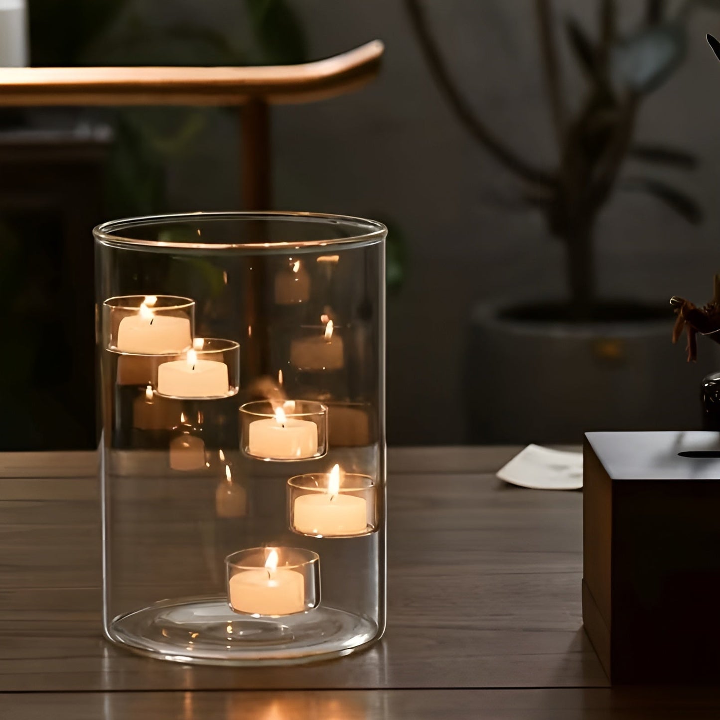 Rotating Glass Candle Holder European Style Table Decor