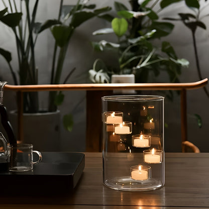 Rotating Glass Candle Holder European Style Table Decor