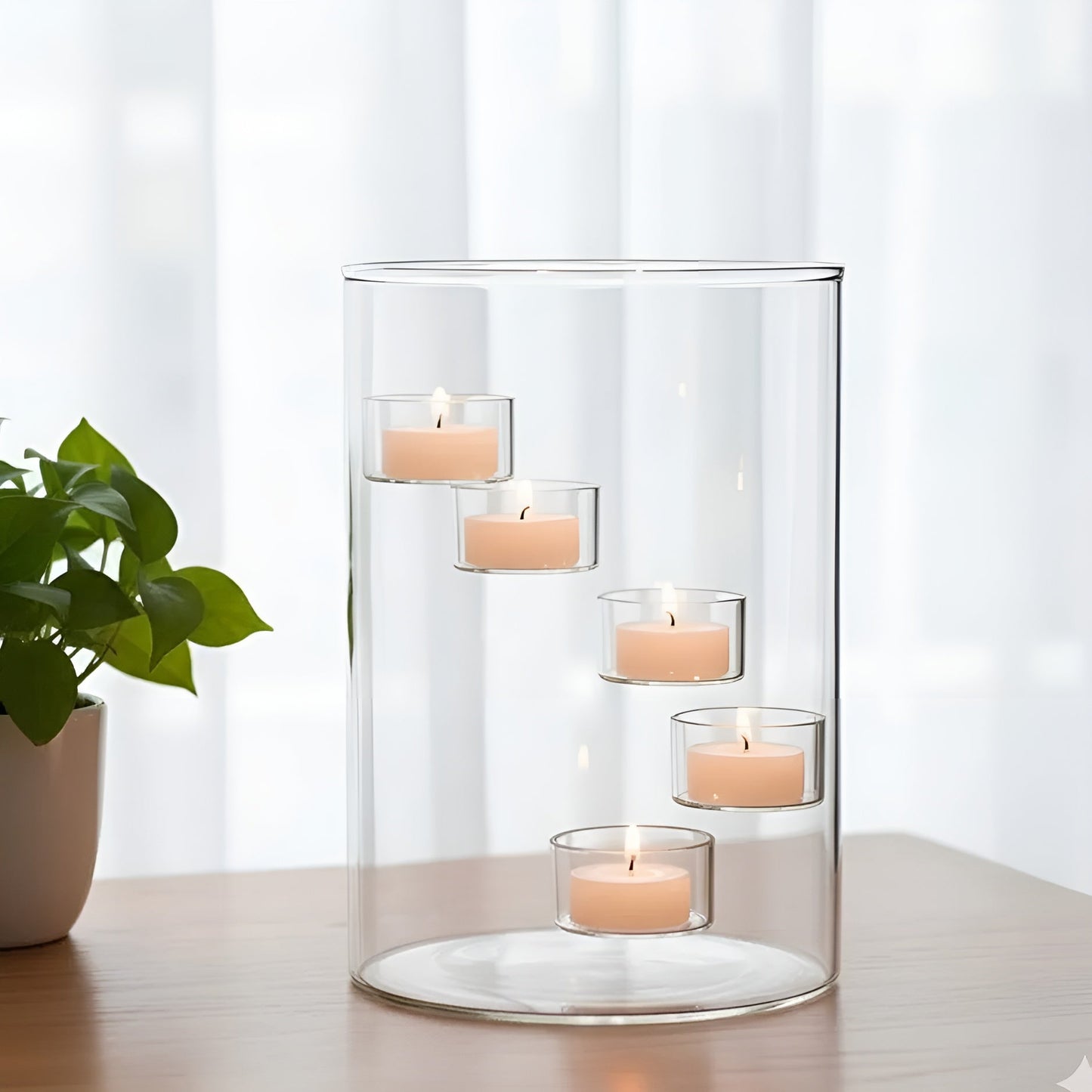 Rotating Glass Candle Holder European Style Table Decor
