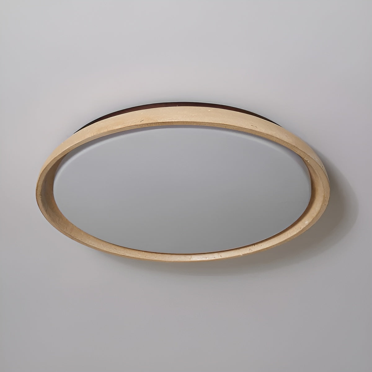 Round Ceiling Light Travertine Wood LED Ceiling Lamp