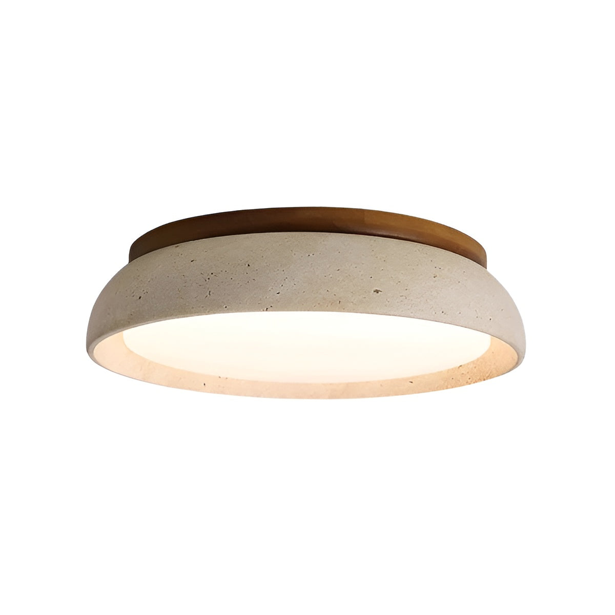 Round Ceiling Light Travertine Wood LED Ceiling Lamp