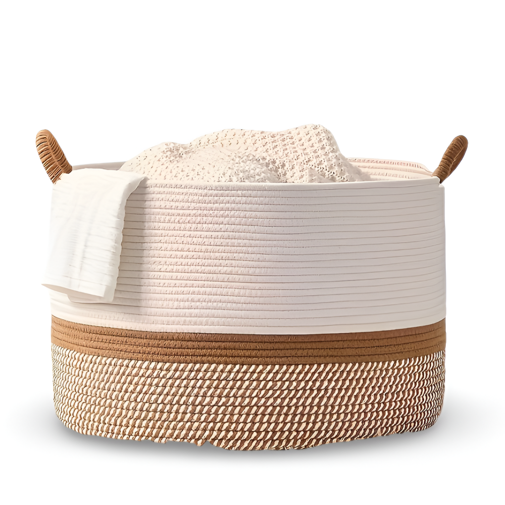 Round Cotton Storage Basket Foldable Laundry Hamper Toy Organizer Bin