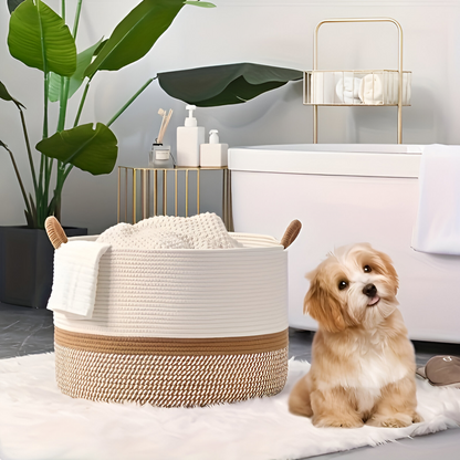 Round Cotton Storage Basket Foldable Laundry Hamper Toy Organizer Bin