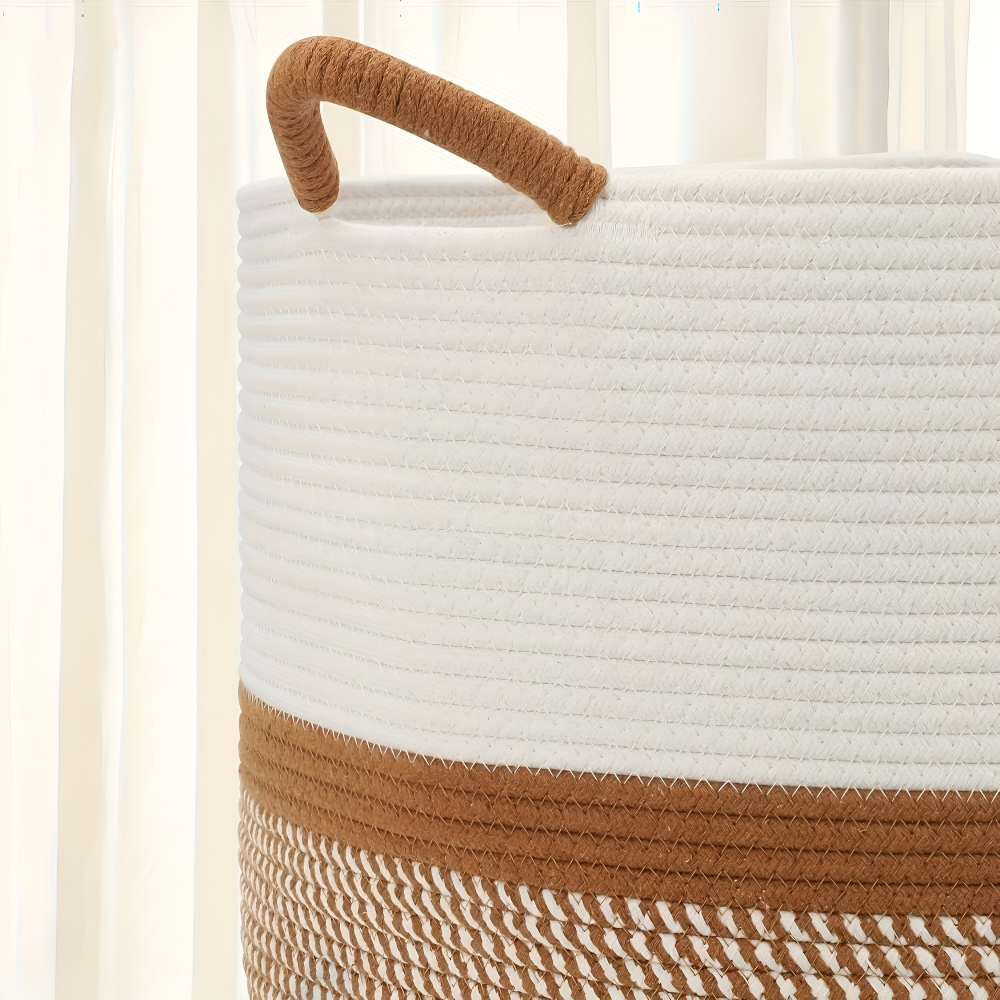 Round Cotton Storage Basket Foldable Laundry Hamper Toy Organizer Bin