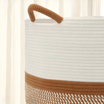 Round Cotton Storage Basket Foldable Laundry Hamper Toy Organizer Bin
