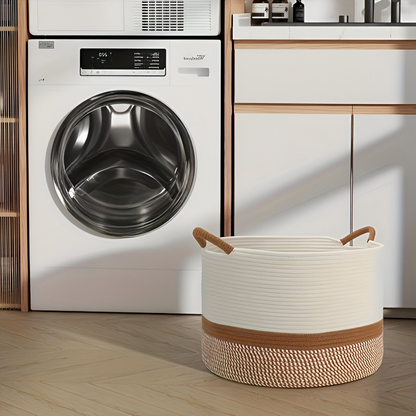Round Cotton Storage Basket Foldable Laundry Hamper Toy Organizer Bin