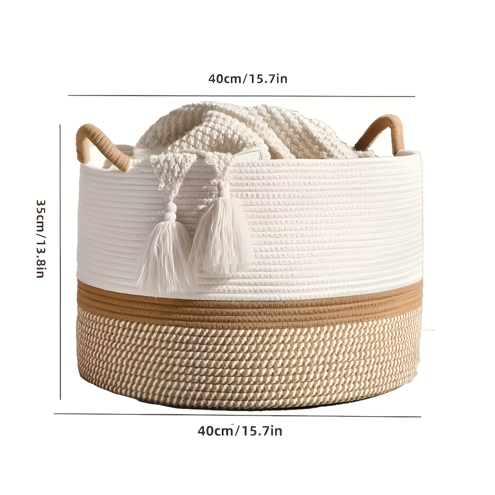 Round Cotton Storage Basket Foldable Laundry Hamper Toy Organizer Bin