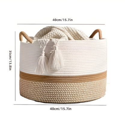 Round Cotton Storage Basket Foldable Laundry Hamper Toy Organizer Bin