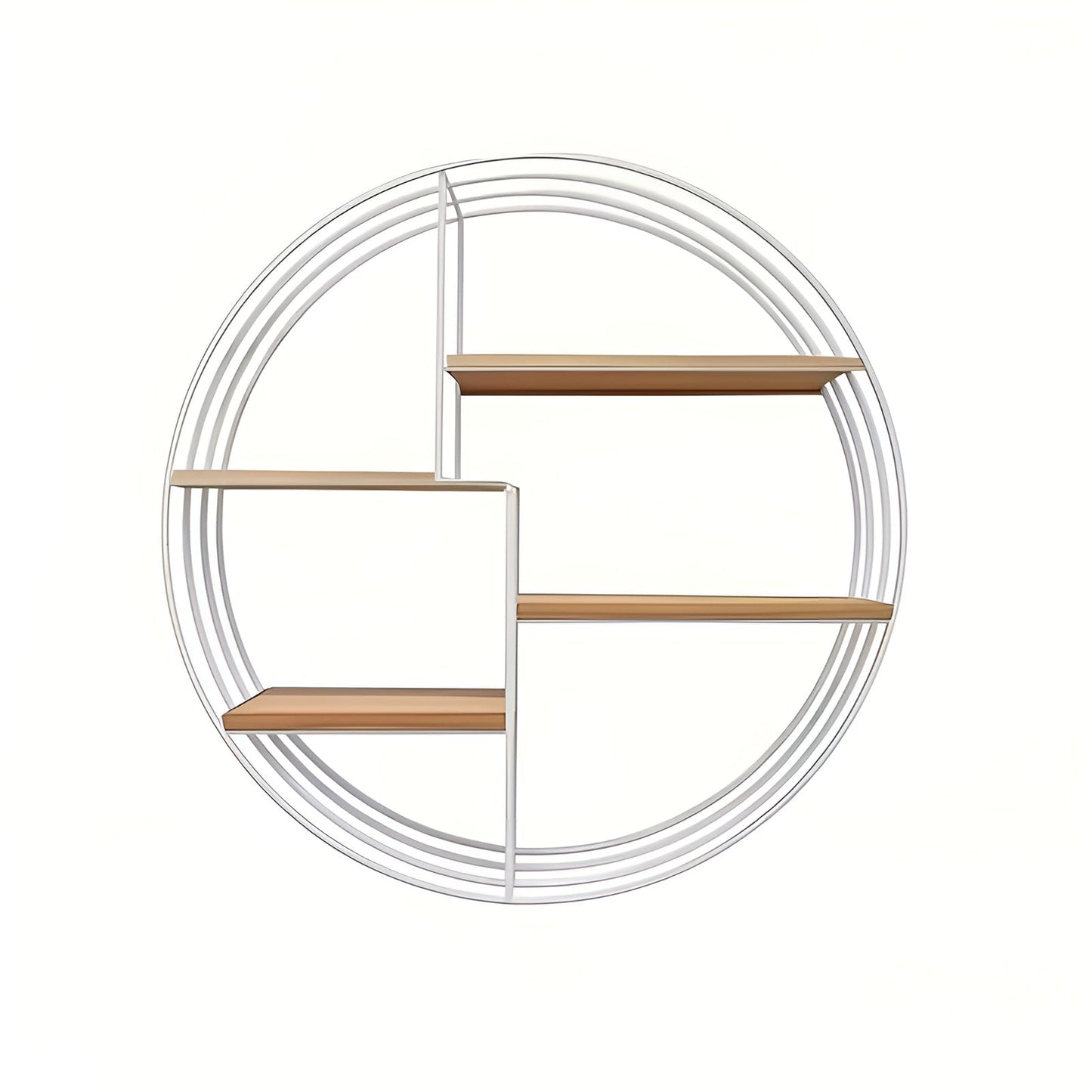 Round Wall Shelf Four Tier Retro Wooden Storage Display