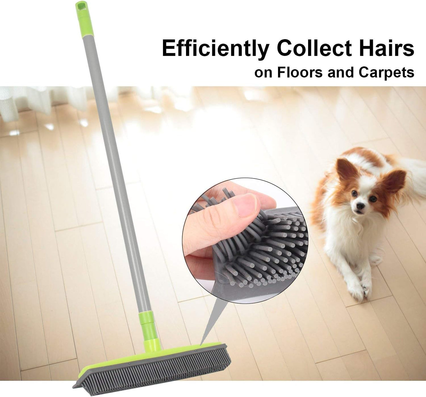 Rubber Broom Floor Cleaner Pet Hair Remover Sweeping Brush For Carpet Tile Hardwood